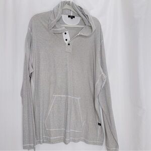 Rails men’s Weston hooded long sleeve tee size XXL cream and navy striped